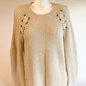 Pink Rose Beige Knitted Crew Neck Pullover size L
